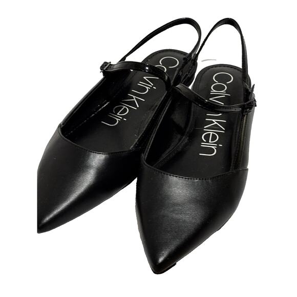 Calvin Klein Flats Ladies Slingback Black Sz 9 Career Travel City Capsule Simple - Picture 2 of 8